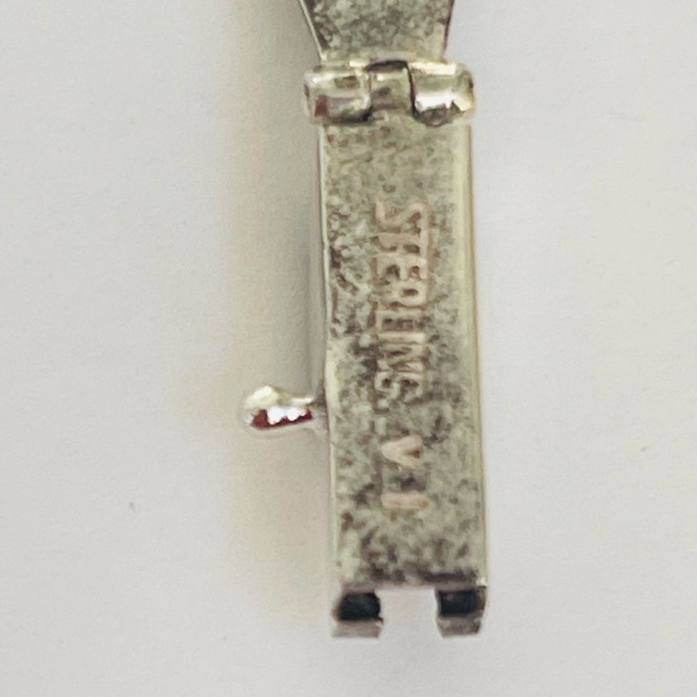 Vtg Native American ZUNI Sterling Sun Face Inlaid Onyx Pearl Coral Bracelet 6.5" - Picture 7 of 11